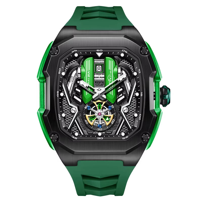 Engine Surface Design Quartz Watch for Men Original Top Brand Rubber Strap Waterproof Luminous Date Men'S Quartz Watch Reloj