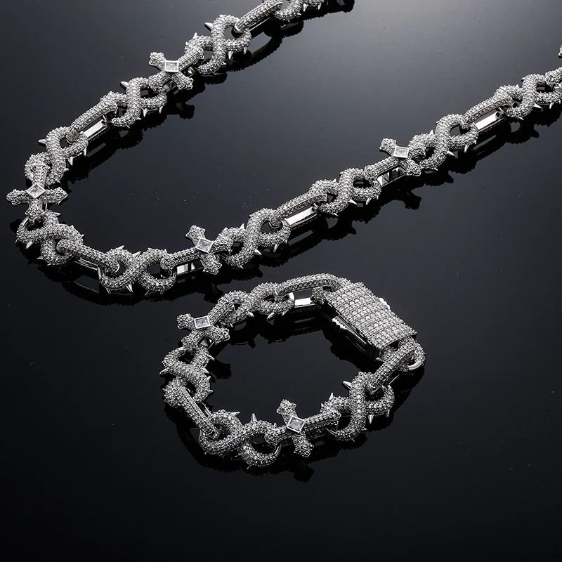 Cross O Infinity Link Chain Bangle Bracelet