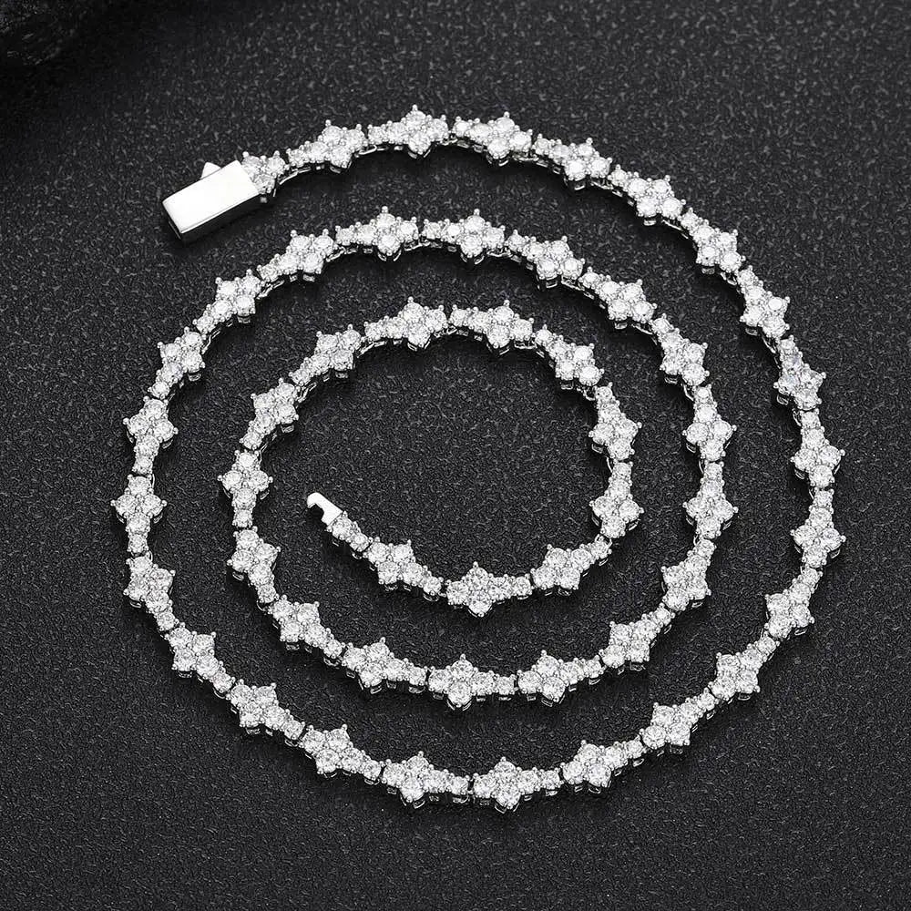 Iced Out 5A Cubic Zirconia Classic Tennis Choker Chain 6.5Mm Honeycomb Hip Hop Silver Gold Plated Necklace for Men Women Gift