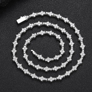Iced Out 5A Cubic Zirconia Classic Tennis Choker Chain 6.5Mm Honeycomb Hip Hop Silver Gold Plated Necklace for Men Women Gift