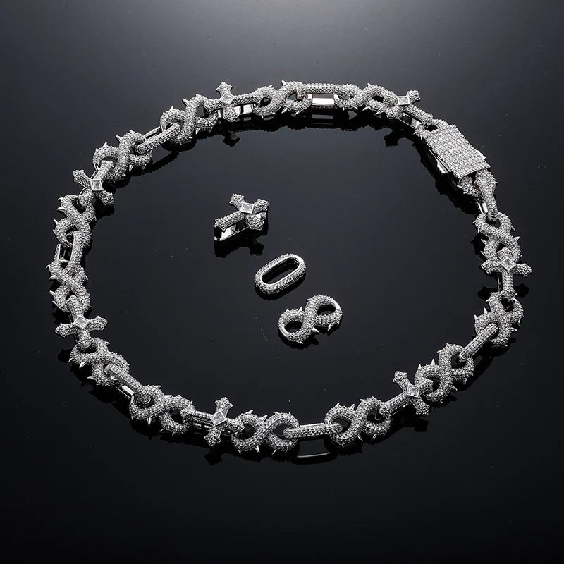 Cross O Infinity Link Chain Bangle Bracelet